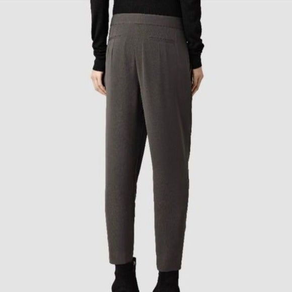 NEW AllSaints Roos Women's Front Flat Trousers Anthracite Grey Brown Size 10 - Picture 3 of 7